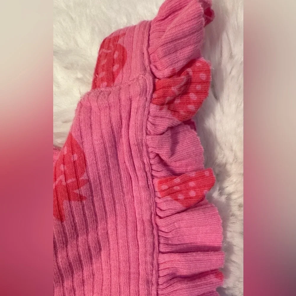 Baby Cat & Jack Pink Strawberry Romper 0–3 Months Ruffle Summer Outfit